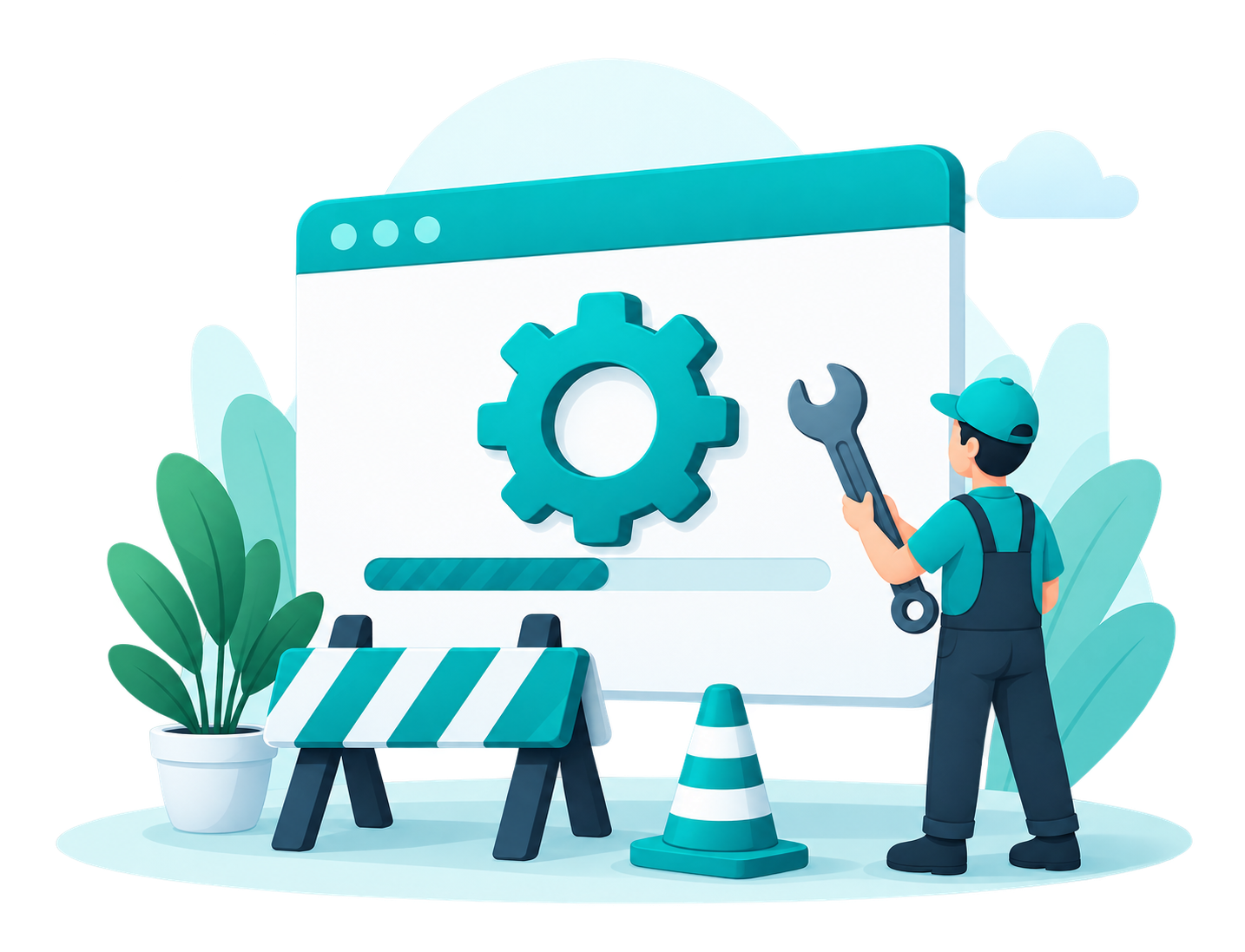 Technician repairing a website during maintenance